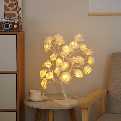 Removable Plastic Base Small Night Lamp Rose Tree