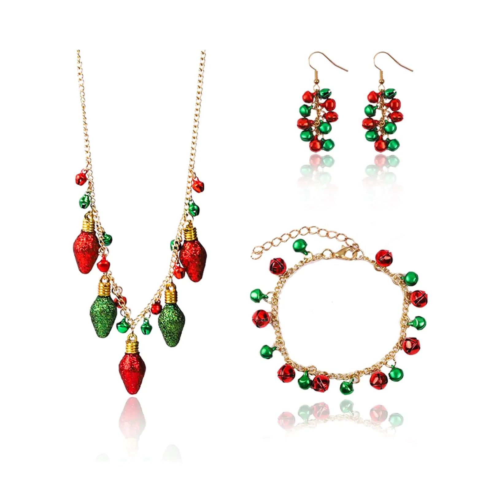 Christmas Jewelry Gifts Christmas Necklace Earrings Set Jingle Bell Necklace Earrings Christmas Bow Earrings